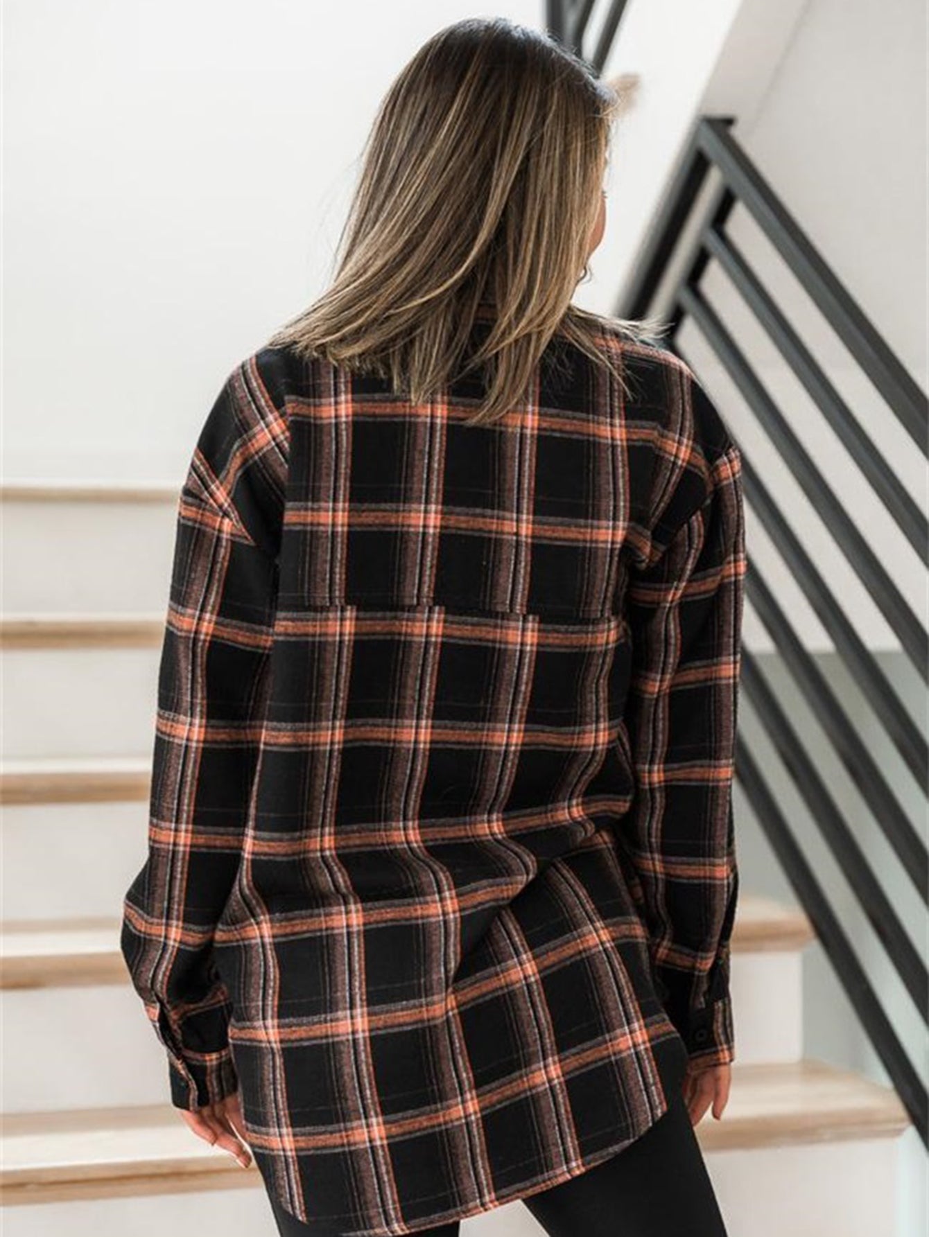 Plaid Print Drop Shoulder Blouse - Fashionpara