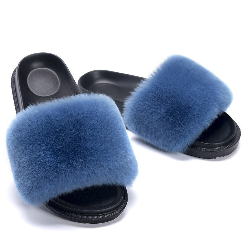 Fluffy Open-toe Flats Slippers - Mislish
