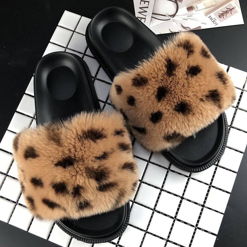 Fluffy Open-toe Flats Slippers - Mislish