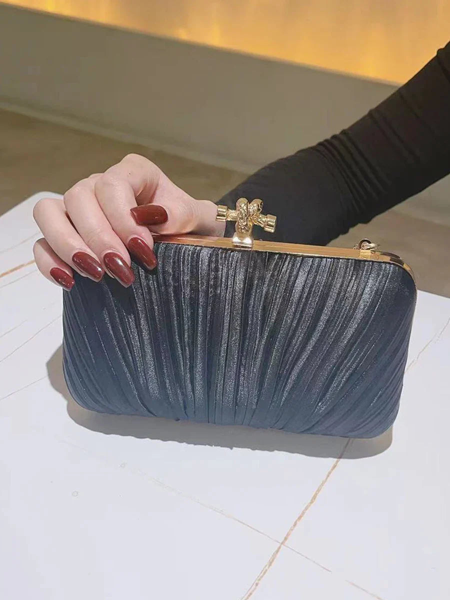 Pleated Evening Clutch Banquet Chain Bag