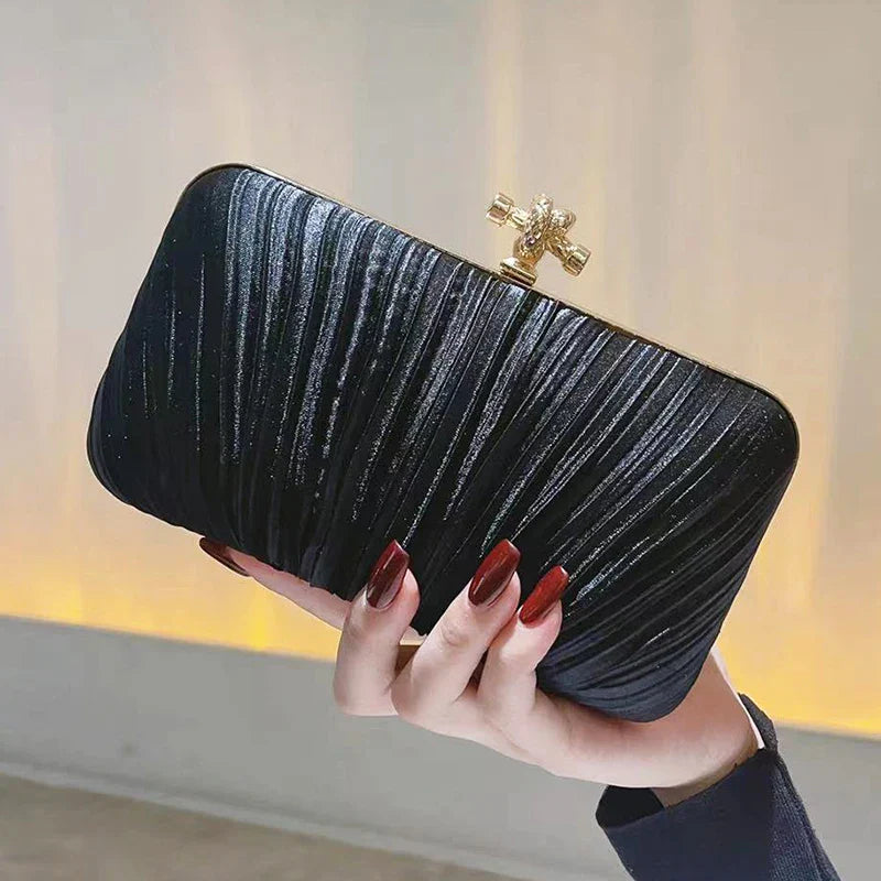 Pleated Evening Clutch Banquet Chain Bag