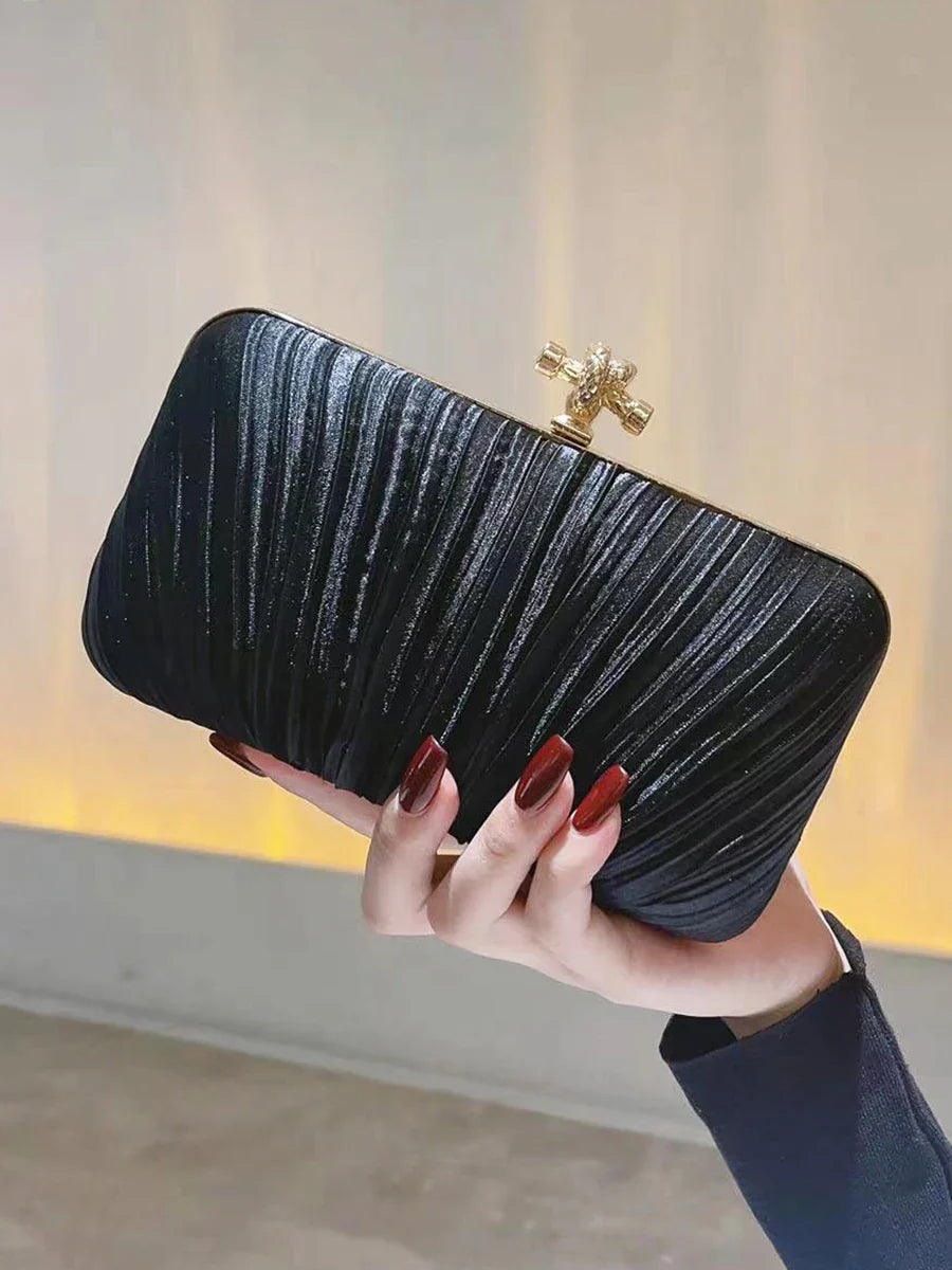 Pleated Evening Clutch Banquet Chain Bag