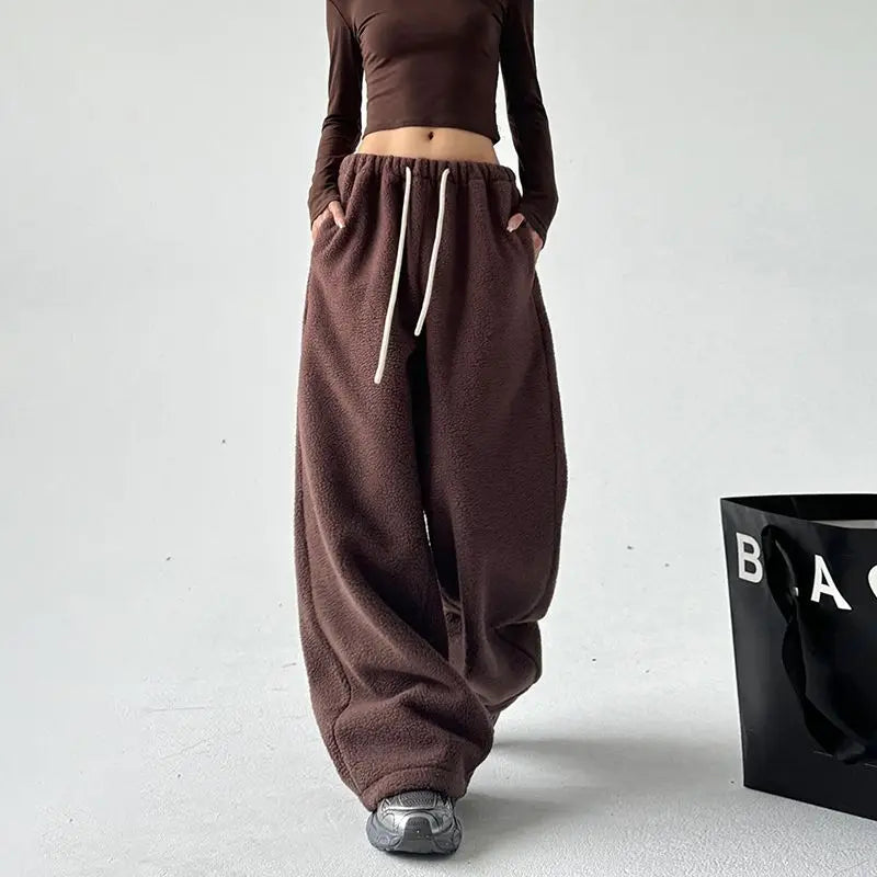 Fleece Thicken Wool Wide Leg Pants