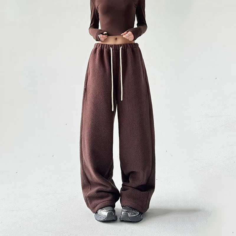 Fleece Thicken Wool Wide Leg Pants