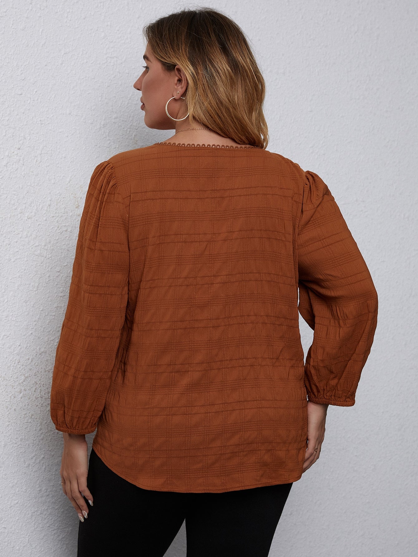 Plus Guipure Lace Trim Blouse - Fashionpara