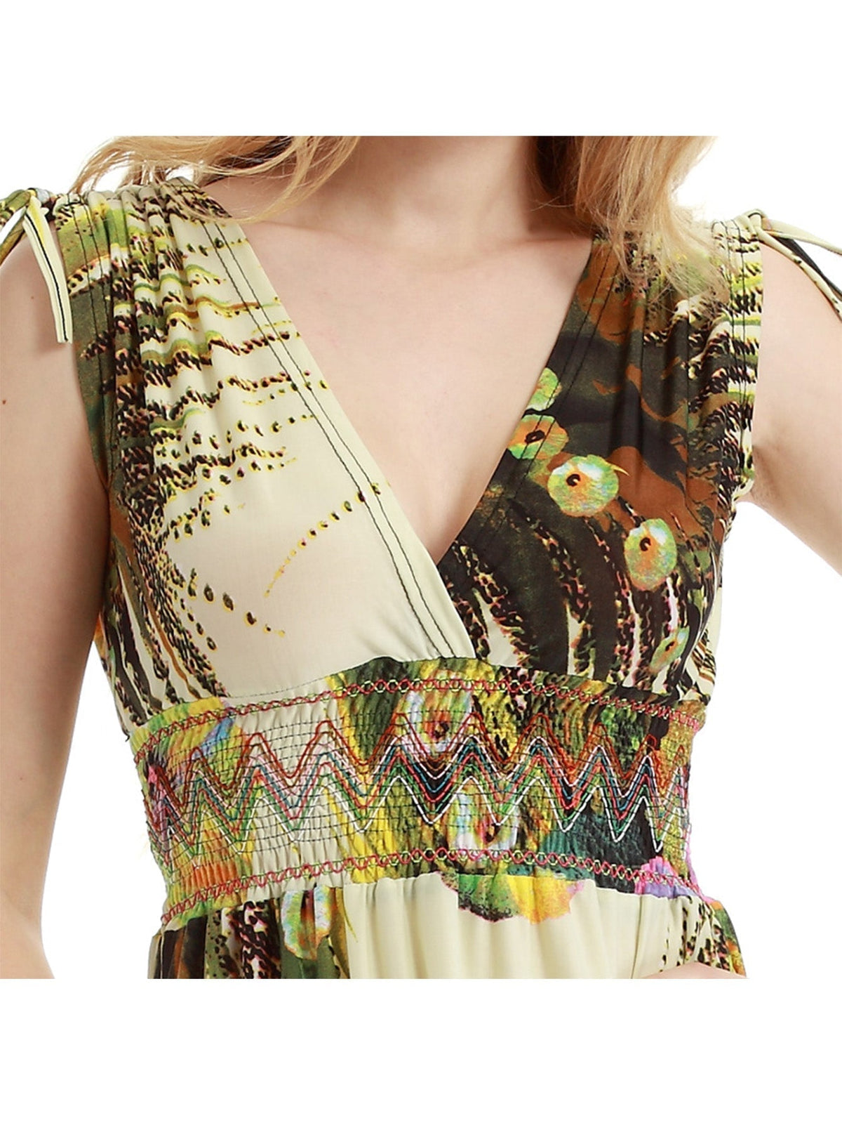 Floral Print V-Neck Empire Waist Maxi Dress