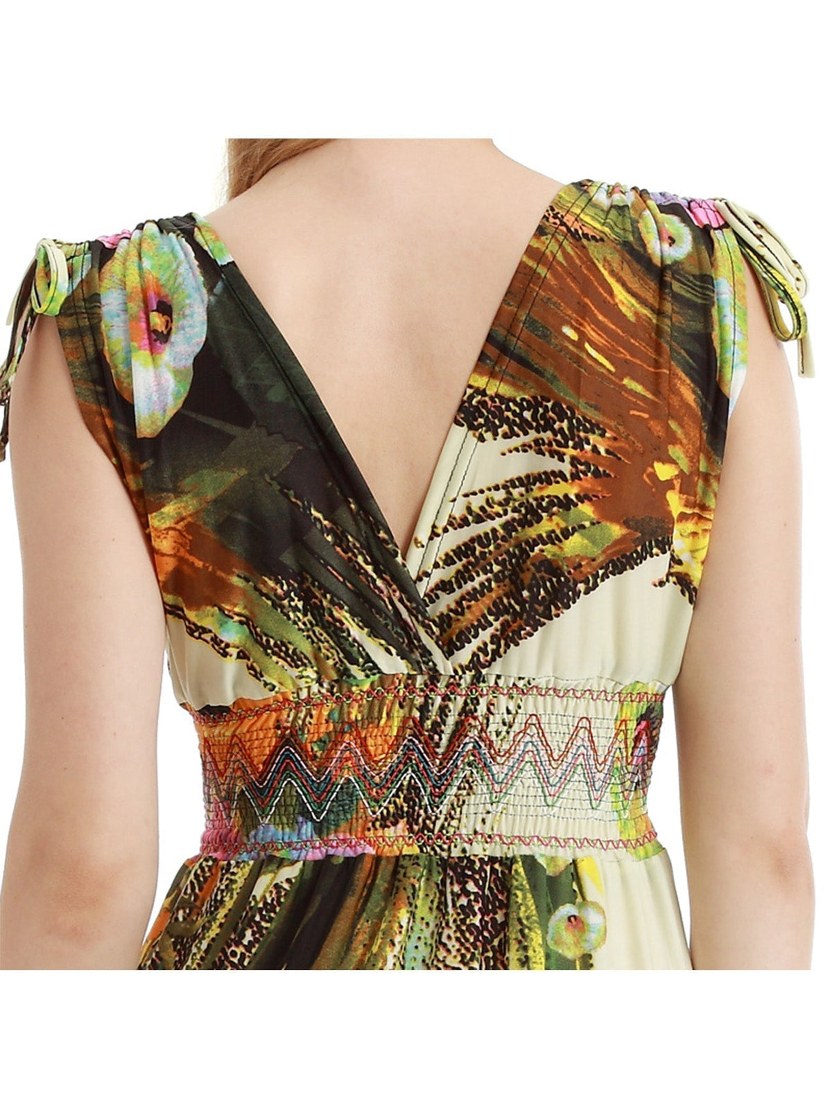 Floral Print V-Neck Empire Waist Maxi Dress