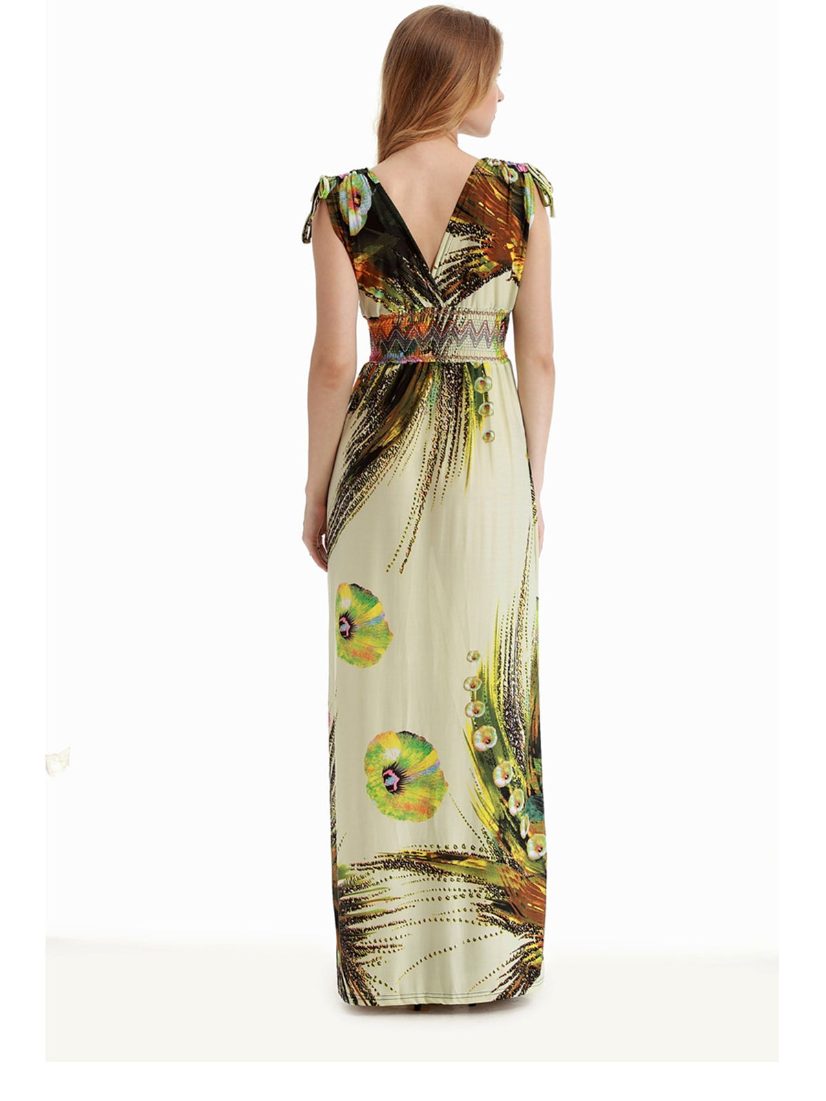 Floral Print V-Neck Empire Waist Maxi Dress