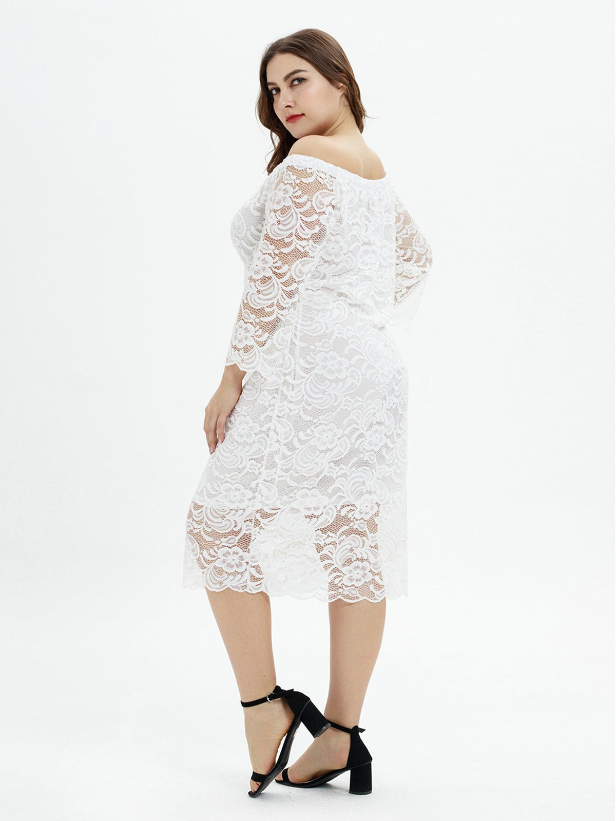 KittenAlarm - Plus Size Off Shoulder Lace Dress
