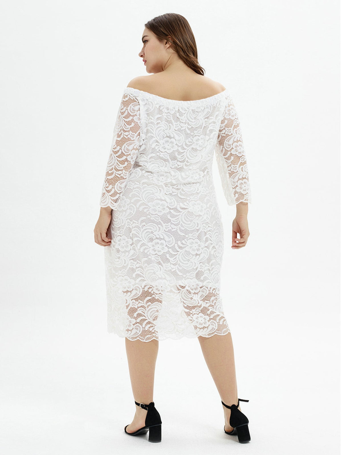 KittenAlarm - Plus Size Off Shoulder Lace Dress