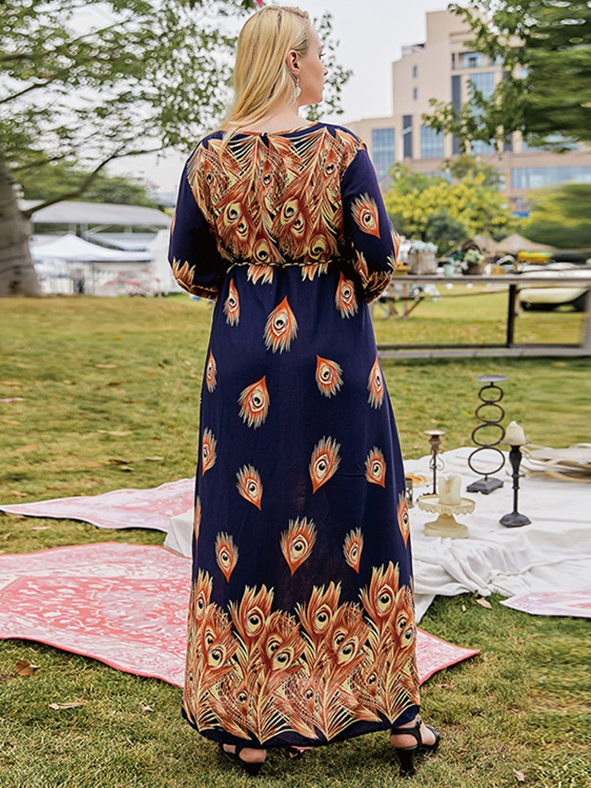 KittenAlarm - Plus Size Oversize Ethnic Print Longline Dress