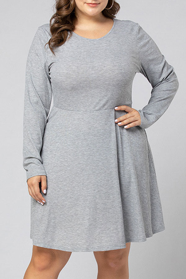 Plus Size Knot Back Ribbed Dress - Mislish