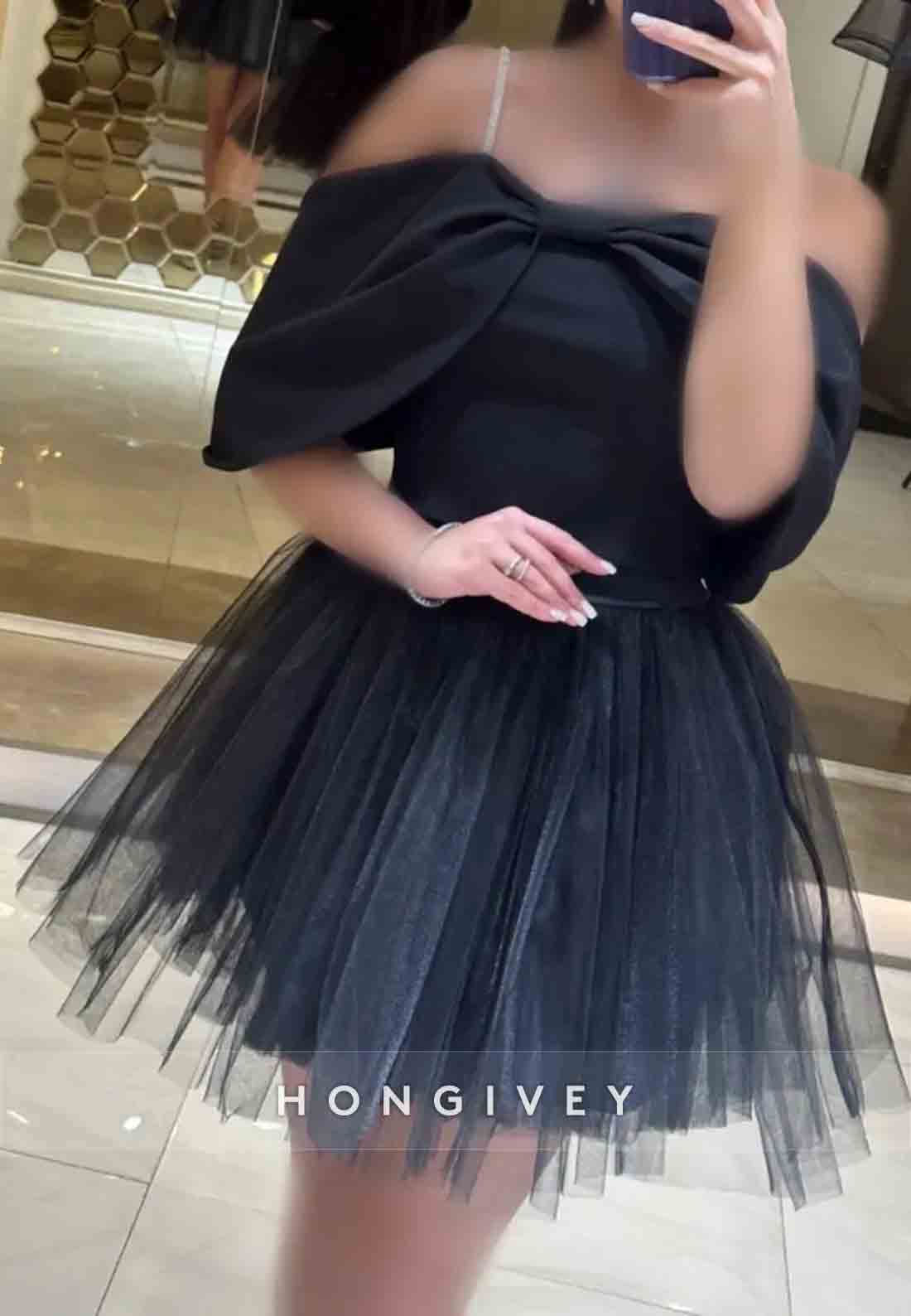 Organza Off-Shoulder Pleated Princess Short Homecoming Dresses