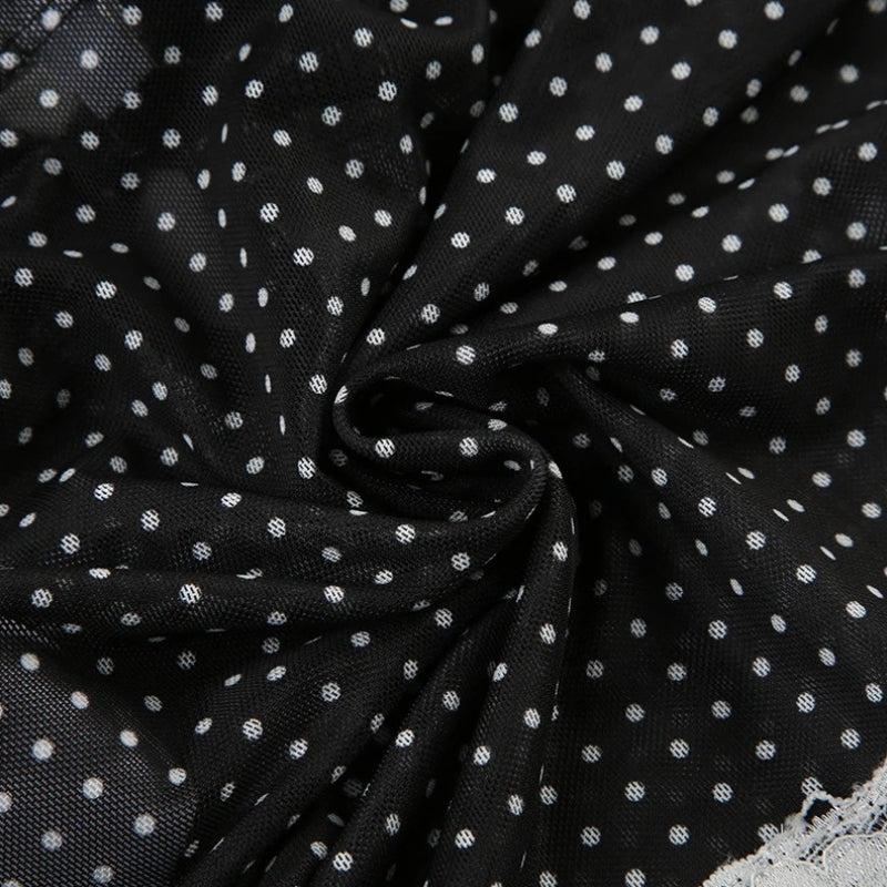 Polka Dot Mesh Top - Fashionpara