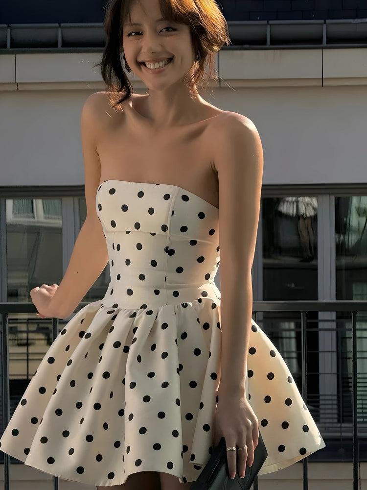 Polka Dot Preppy Mini Dress - Fashionpara