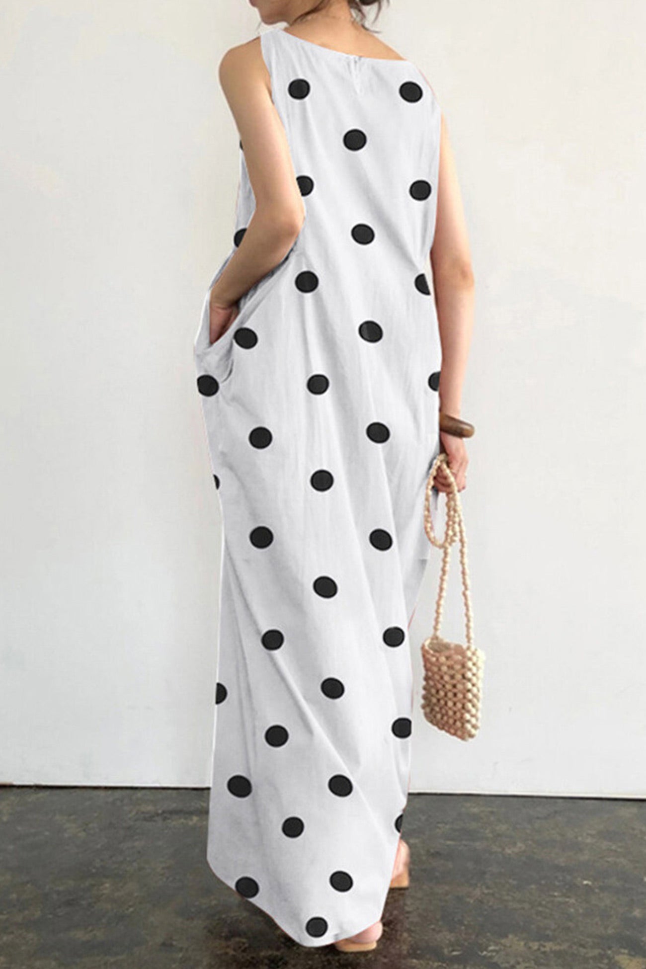 Polka Dots Large Pockets Tank Dress