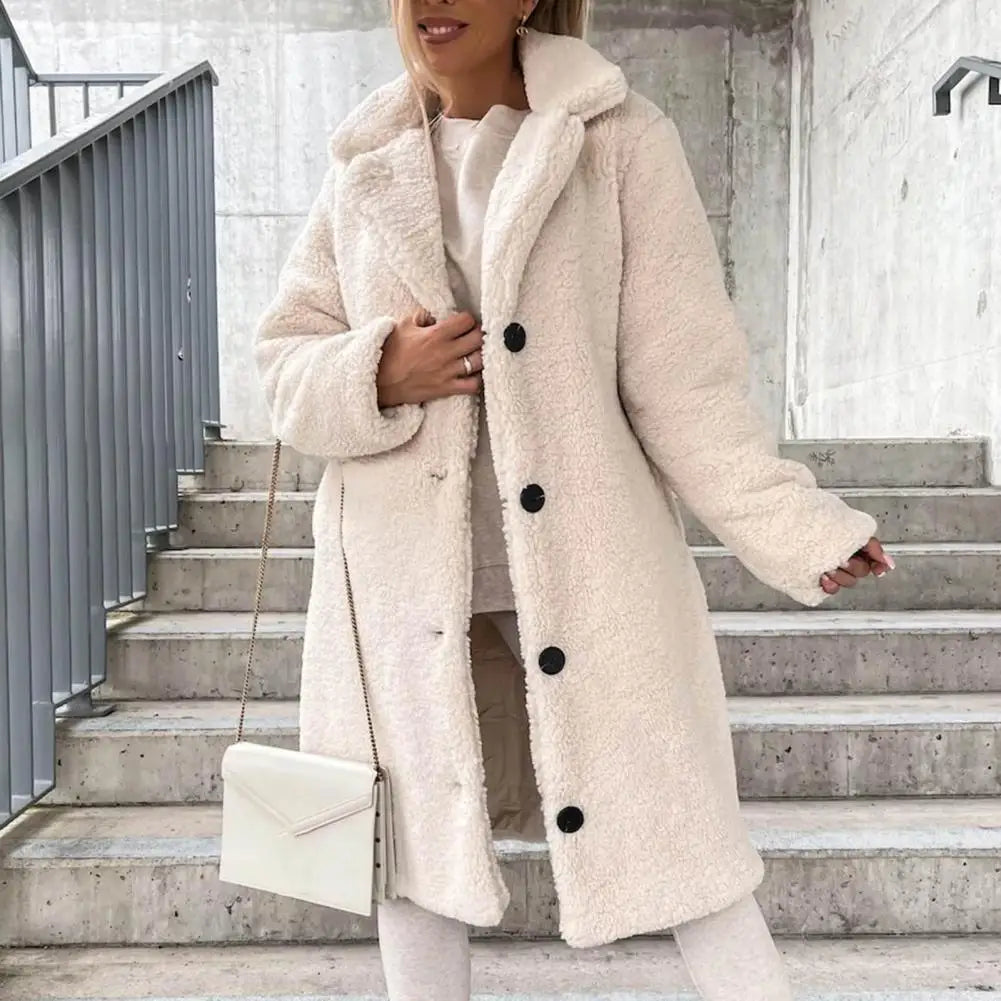 Solid Woolen Coat with Belted Overcoat