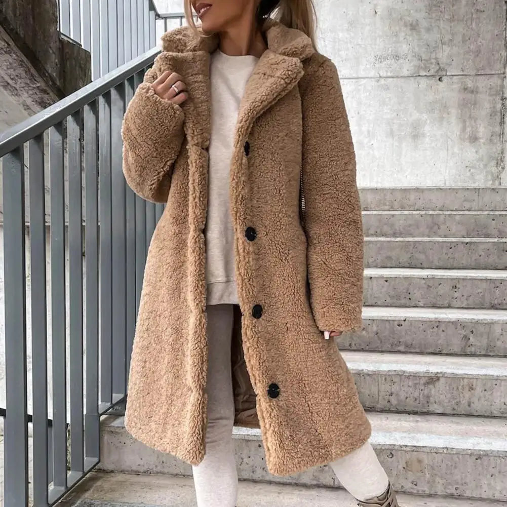 Solid Woolen Coat with Belted Overcoat