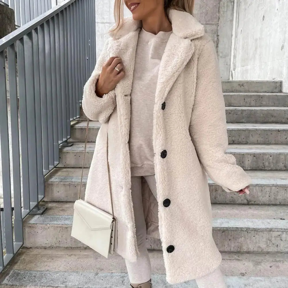 Solid Woolen Coat with Belted Overcoat