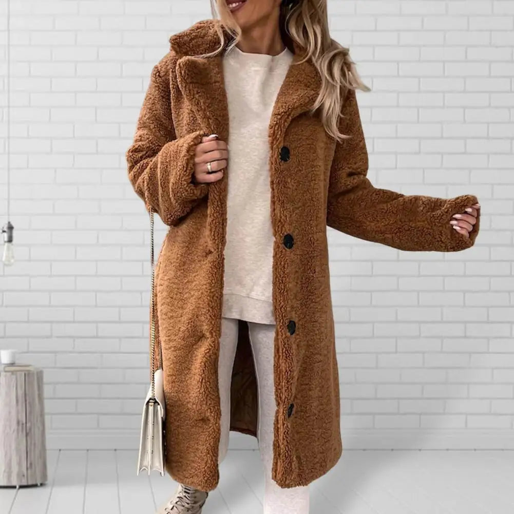 Solid Woolen Coat with Belted Overcoat