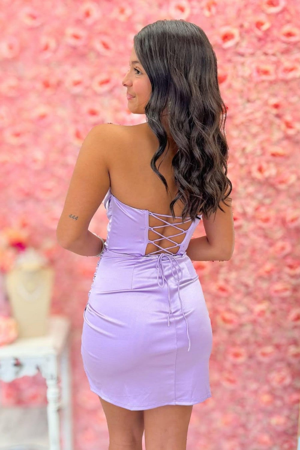 Pretty Sheath Sweetheart Purple Short Homecoming Dress with Criss Cross Back