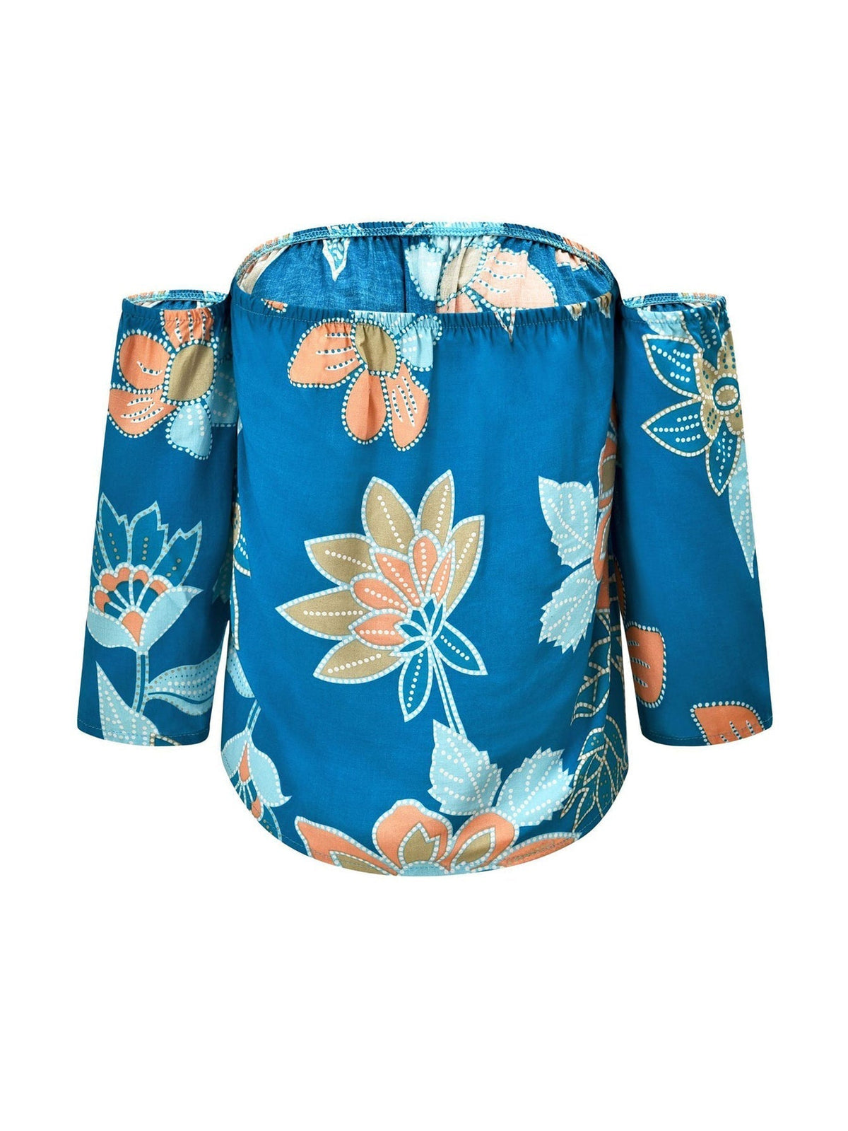KittenAlarm - Printed flared sleeve off shoulder T-shirt