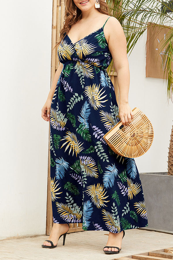 Plus Size Printed Sleeveless Maxi Dress - Mislish