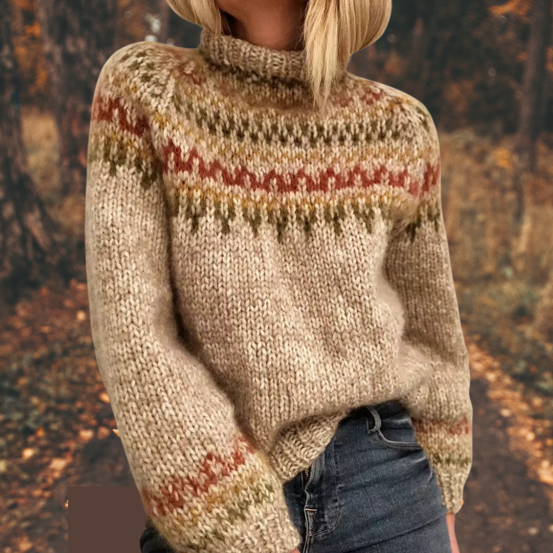 Fair Isle Mock Neck Long Sleeve Jumper