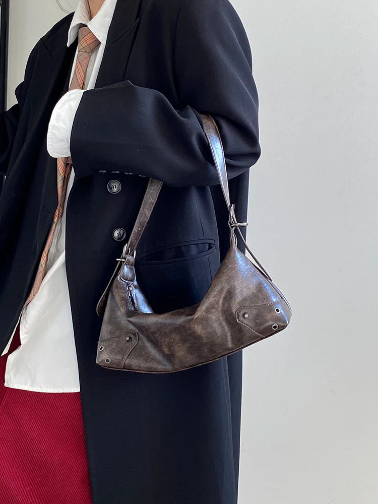 Retro PU Leather Y2K Shoulder Bag