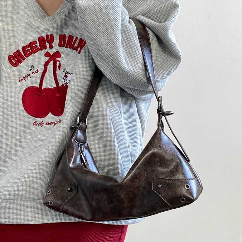 Retro PU Leather Y2K Shoulder Bag