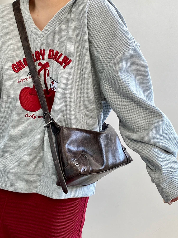 Retro PU Leather Y2K Shoulder Bag