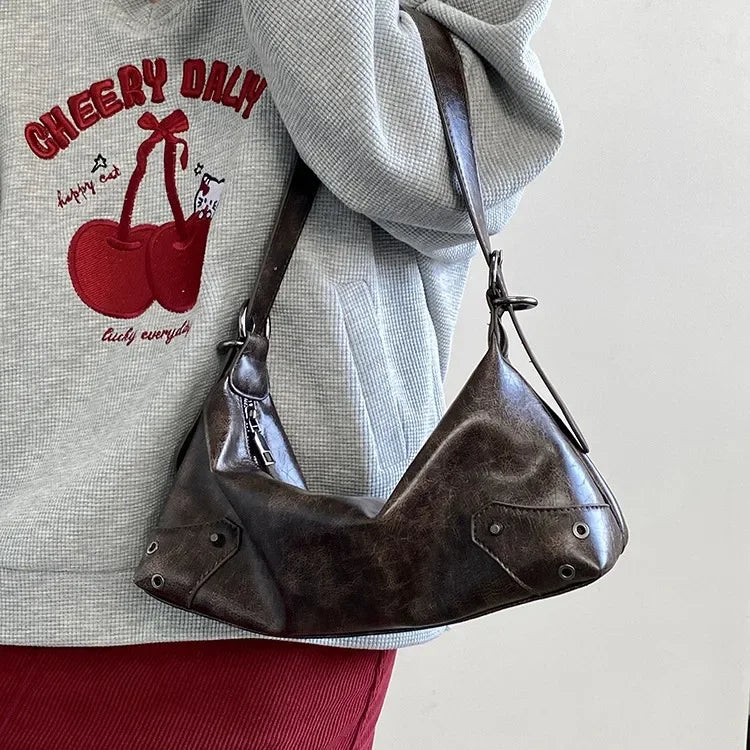 Retro PU Leather Y2K Shoulder Bag