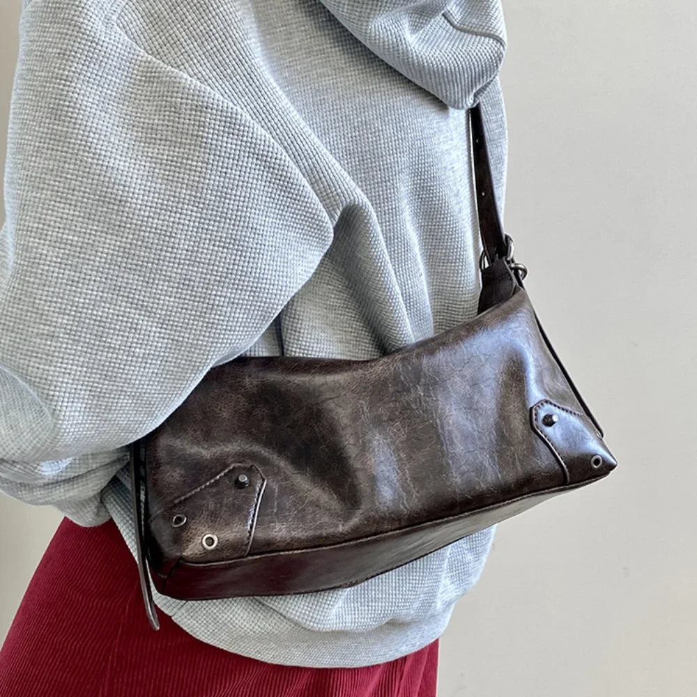 Retro PU Leather Y2K Shoulder Bag