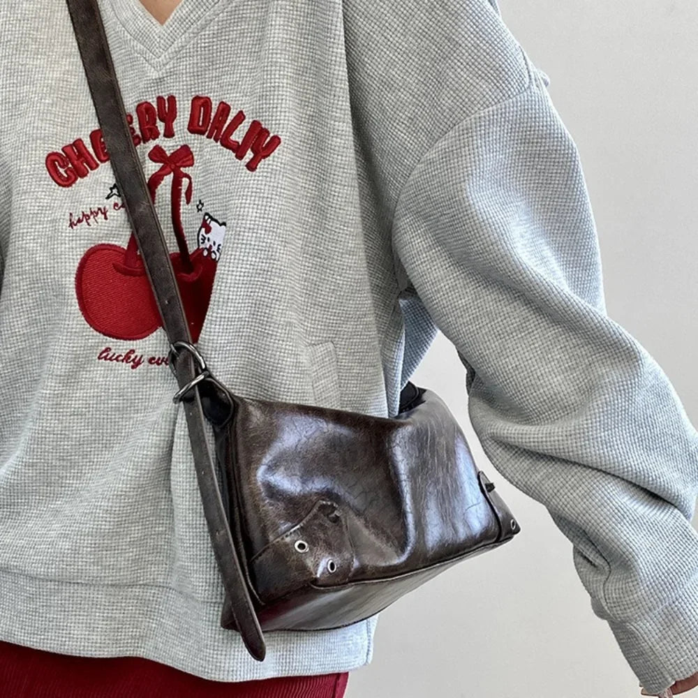 Retro PU Leather Y2K Shoulder Bag