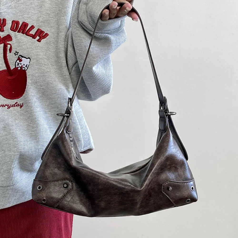 Retro PU Leather Y2K Shoulder Bag