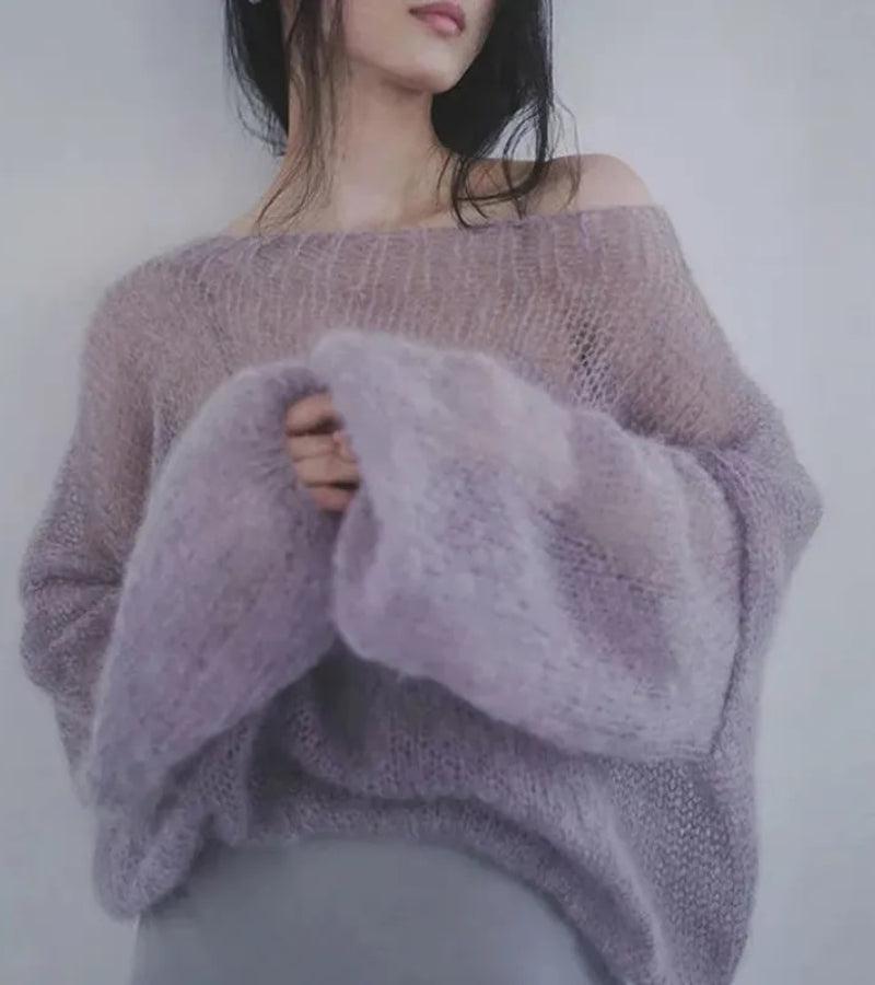 Puff Sleeved Mesh Knit Sweater 4