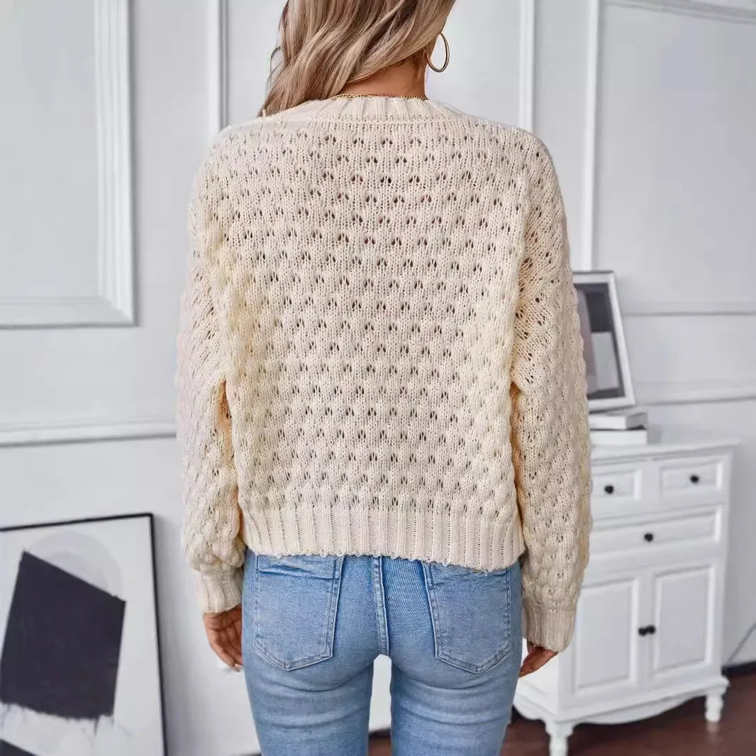 Round Neck Hollow Out Sweater