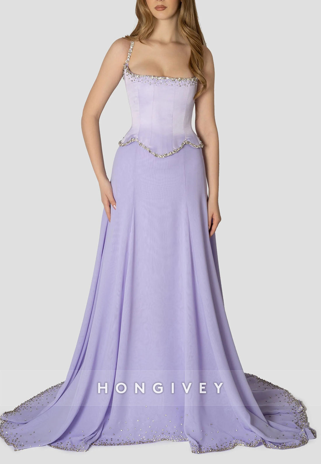 A-line Sweep Train Square Sleeveless Pleated Crisscross Back Evening Gown