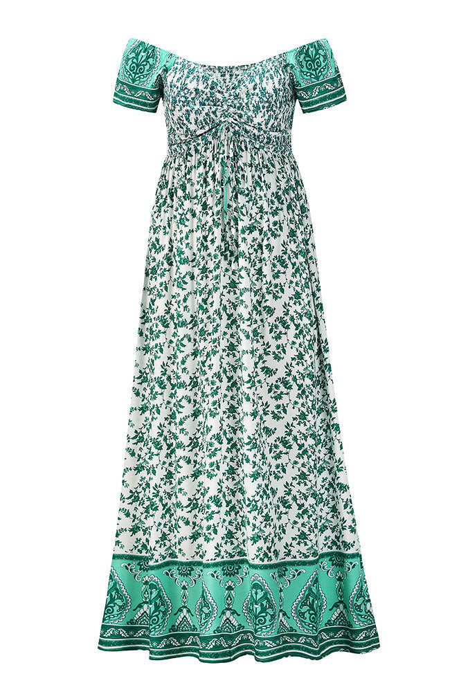 Purple Off-the-Shoulder Floral Maxi Dress  Fashionpara