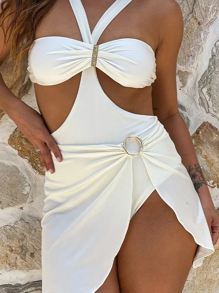 Push Up Hollow-out Lace Swimsuit One Piece - Fashionpara