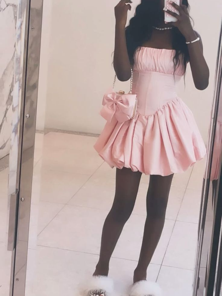 Sweet Pink Strapless A Line Birthday Outfits Formal Graduation Homecoming Dress S636