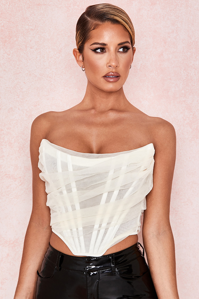 Mesh Boned Corset Top - Fashionpara