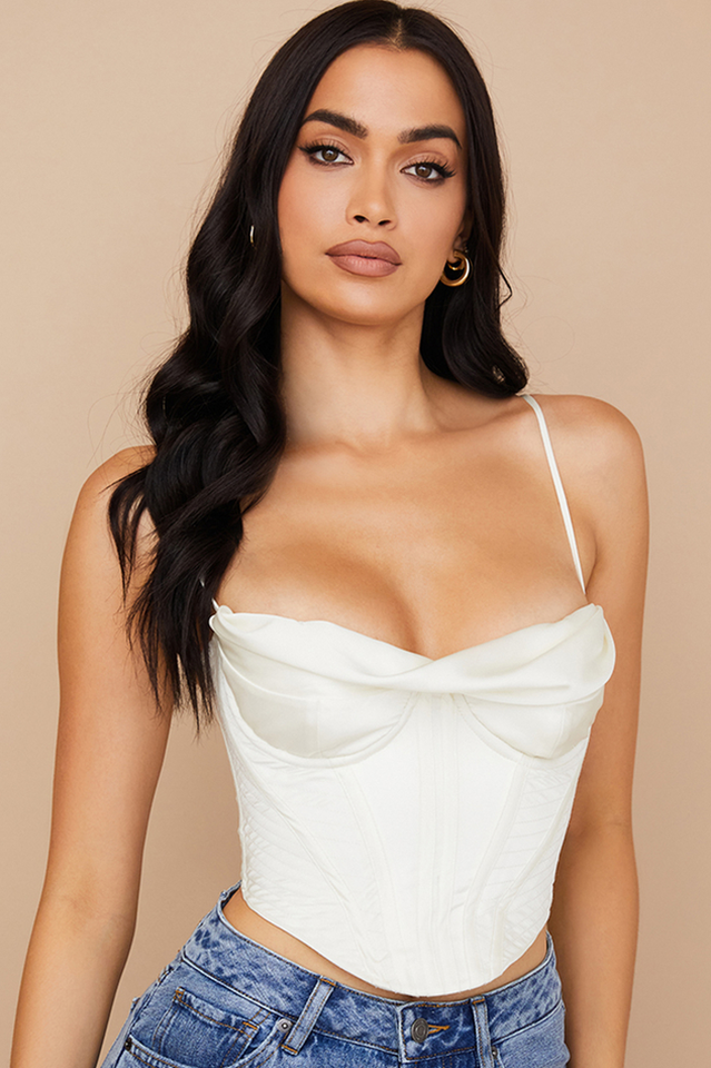 Satin Draped Corset - Fashionpara