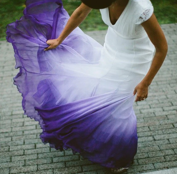 V neck Ombre Formal Prom Dress, A Line Wedding Dress Party Gown