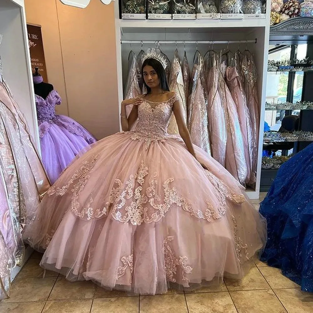 pink Quinceanera Dresses Ball Gown Formal Prom Graduation Gowns Princess Sweet 15 16 Dress - Fashionpara