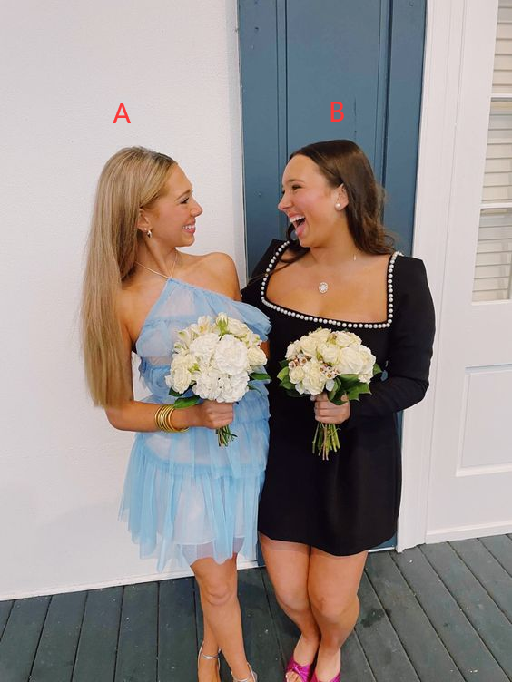 Black/Blue Homecoming Graduation Dress Short Prom Dresses - Fashionpara