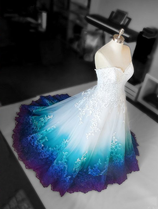 Colorful Ombré Wedding Dress Ball Gown