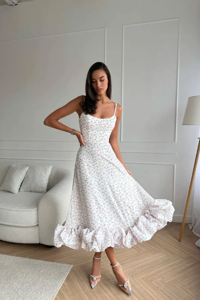 Flounce Bustier Midi Dress - View 13