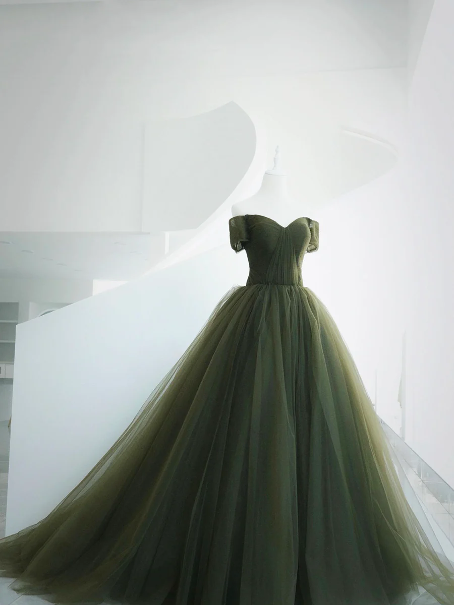 Beautiful Ball Gown Sweet 16 Dress Green Tulle Long Party Dress