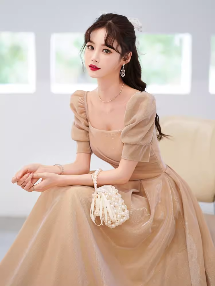 Sexy A Line Square Party Dress Knee Length Prom Dress